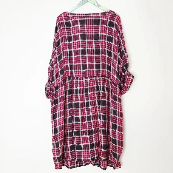 NWT Torrid Red Plaid Button Front Shirt Dress 5 - Picture 4 of 8